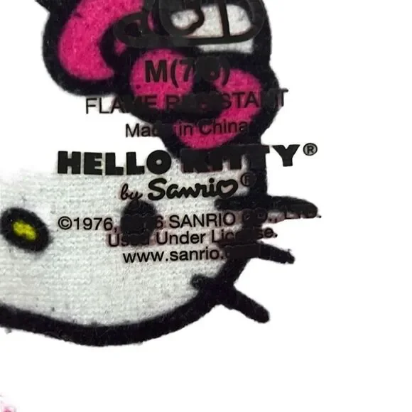 Sanrio Girl's White Pink Hello Kitty Flame Resistant Pajama Top Size M 7/8 - Picture 8 of 9